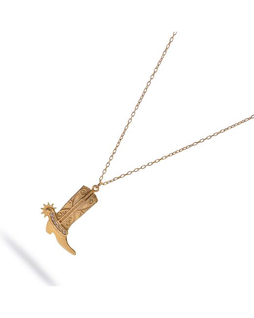 Ebru Jewelry Metallic Western Spirit Cowboy Boot Vermeil Necklace