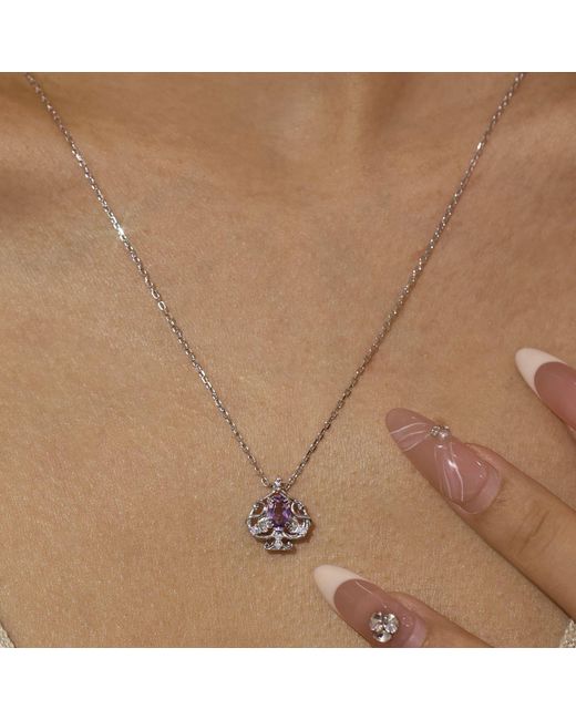 Azura Jewelry New York Metallic Leafy Spade Amethyst Necklace Vermeil