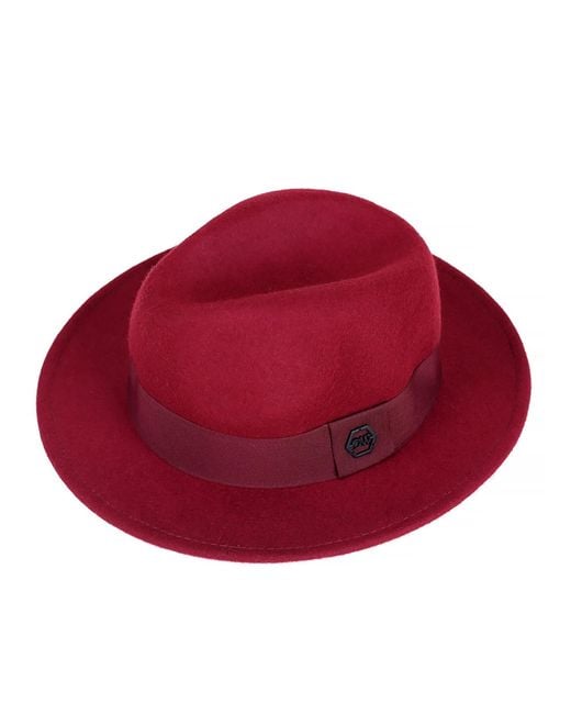 DAVID WEJ Red Wool Fedora Hat for men