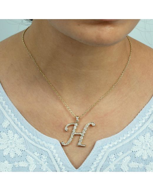 Artisan Metallic Diamond Initial “H” Pendant