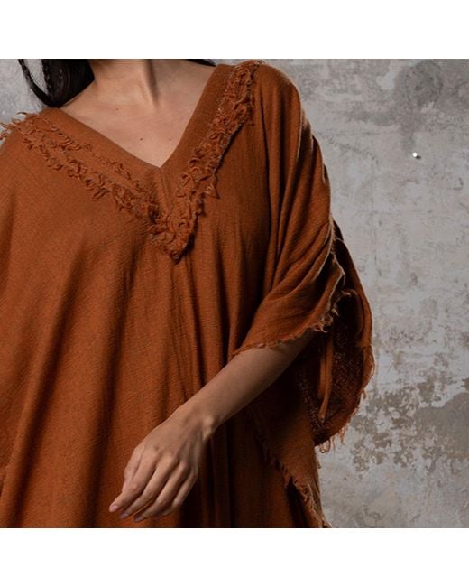 Zhenabia Brown Boho Kaftan Summer Maxi Dress
