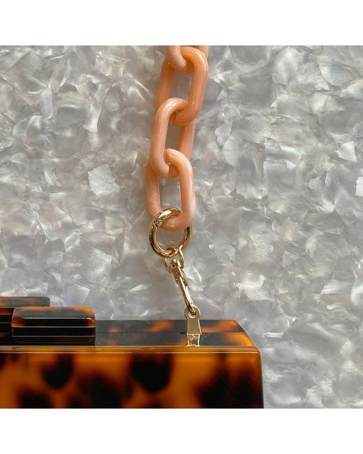 CLOSET REHAB White Chain Link Short Acrylic Purse Strap In Peach