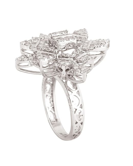 Artisan White Diamond Floral Cluster Statement Ring