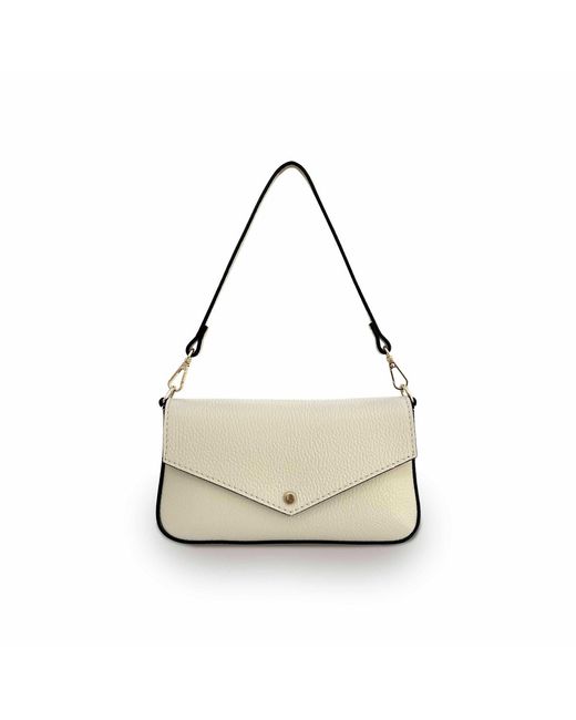 Apatchy London Metallic Neutrals The Munro Stone Leather Shoulder Bag