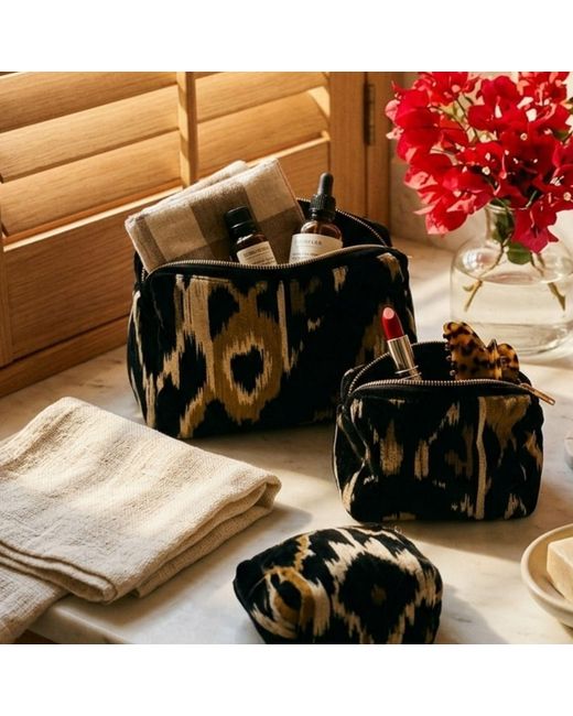 Conscious Yoga Collective Black Ikat Velvet Three Piece Travel Set