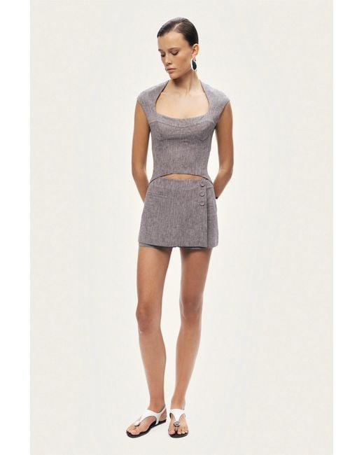 Nocturne Gray Open-Back Tailored Top