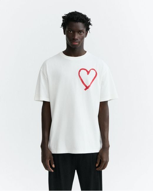 Thinking Mu White Heart Tape Aaron T-Shirt for men