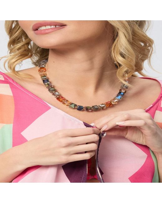 Saachi Metallic Bead And Stone Statement Multi Necklace