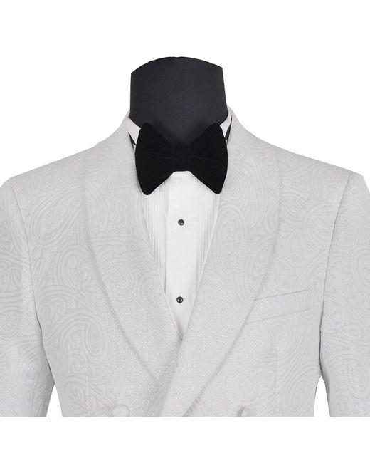 DAVID WEJ Blue Kensington Double Breasted Shawl Lapel Jacquard Blazer for men