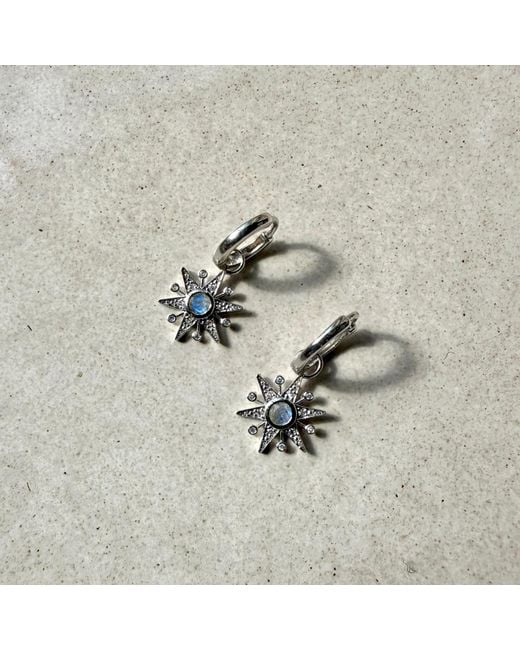 Zohreh White Limited Edition Diamond & Labradorite Star Hoop Earrings 9K