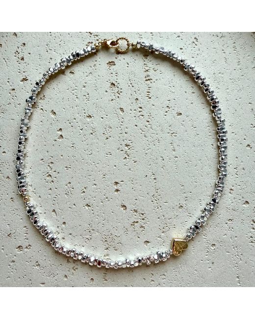 Larsuu Metallic Heart Orbit Hematite Necklace