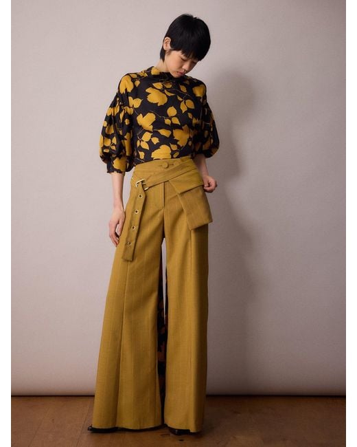 Amanda Thompson Couture Natural Anderson Trouser Mustard Pinstripe