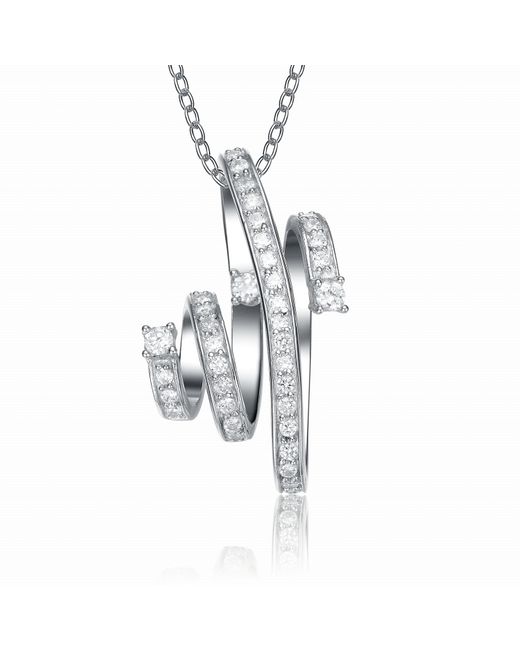 Genevive Jewelry Metallic Sterling Silver Cubic Zirconia Twirl Necklace
