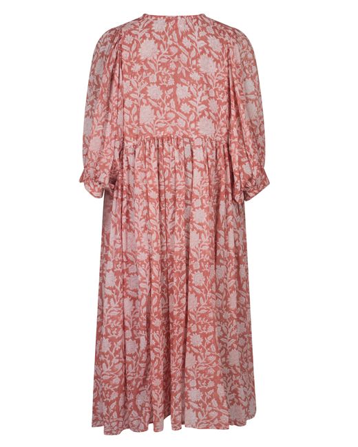 La Mandarine Red Floaty, Floral Summer Midi Dress, Summer Dress With Pockets, Reese Sundress