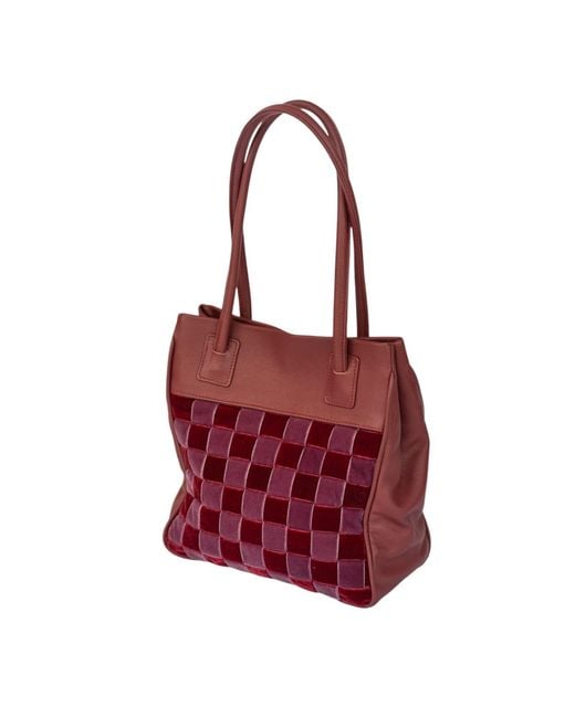 Velvet Atelier Red Pat Mauve Shoulder Bag