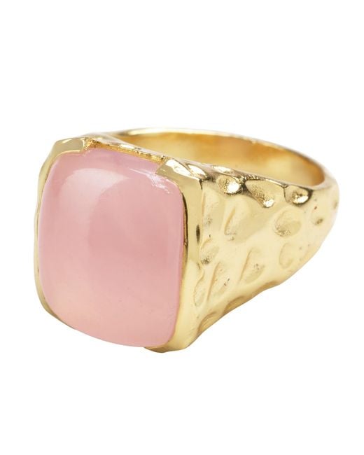 YAA YAA LONDON Yellow 'Happy' Rose Quartz Gemstone Ring