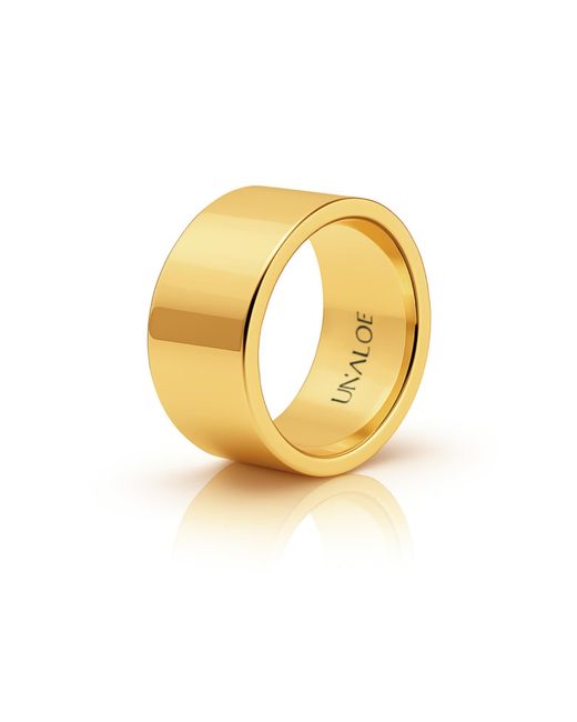 Unaloe Metallic Wide Smooth French-Edge Sterling Band With Plating: Timeless Elegance for men