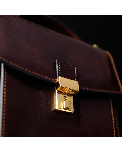 Time Resistance Red Small Leather Briefcase For