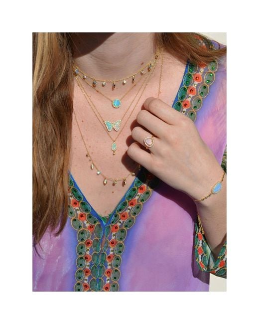 KAMARIA Metallic Opal Butterfly Necklace With Crystals