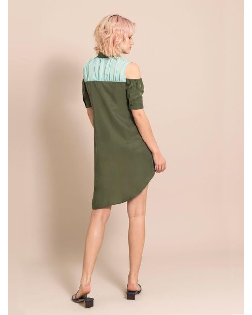 blonde gone rogue Green Airy Shirt Dress, Cupro