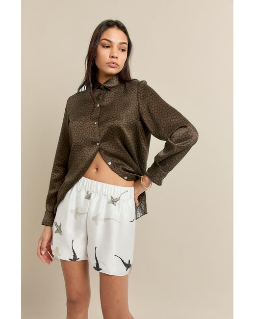 Lily Rou White Silk Mara Relaxed Shorts