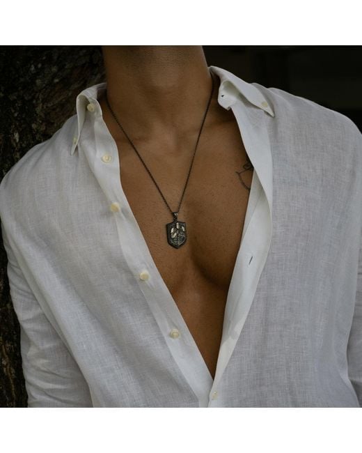 Ebru Jewelry White Shield Of Honor Sterling Necklace for men