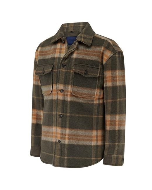 Guards London Green Welsh Check Wool Overshirt for men