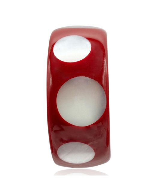 Michael Nash Jewelry Red Burgundy And Mother Of Pearl Deco-Style Spotted Bracelet