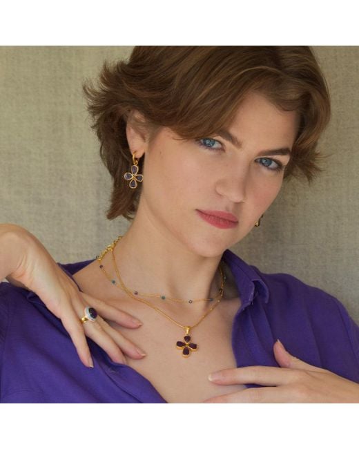 GEM BAZAAR Metallic Amethyst Cross Pendant