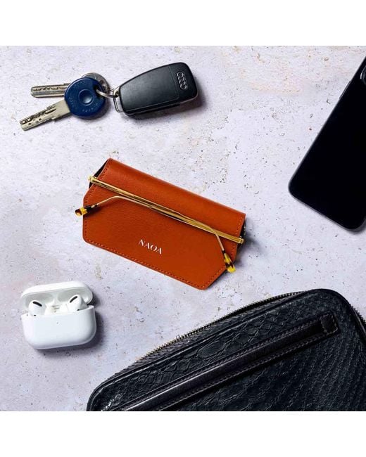 Naoa Brown Slim Glasses Case Cognac