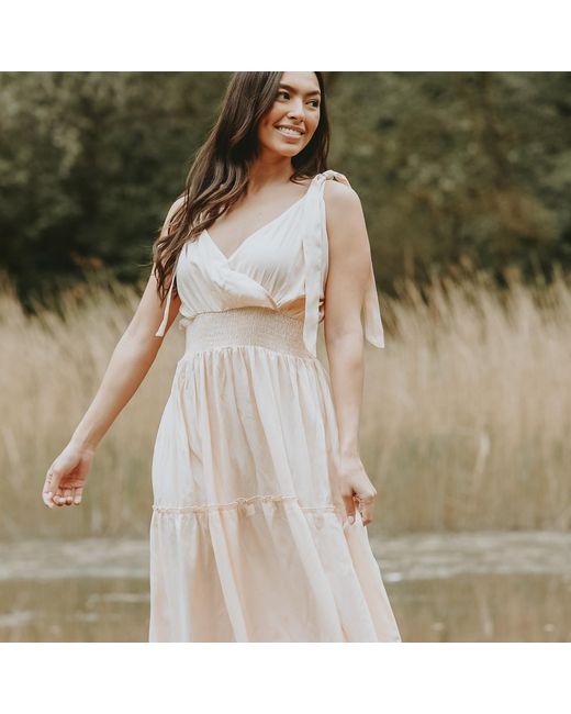 LAtelier London Natural Neutrals Maisie Light Peach Midi Dress