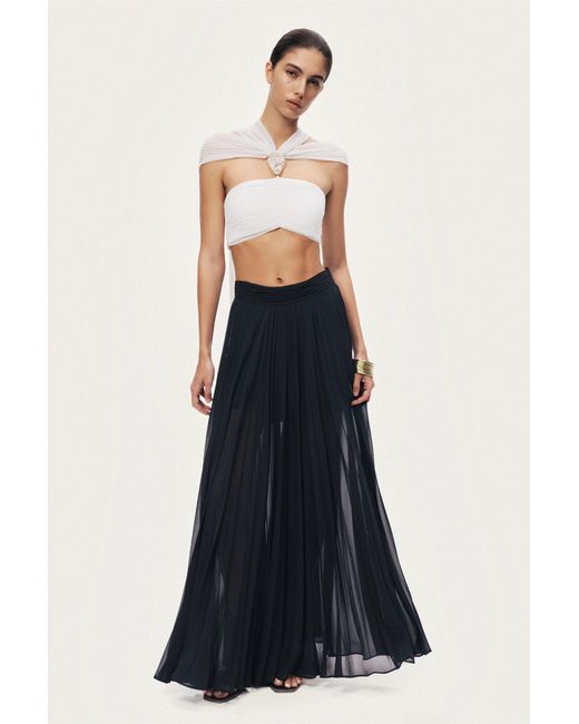 Nocturne White Strapless Draped Bustier Top