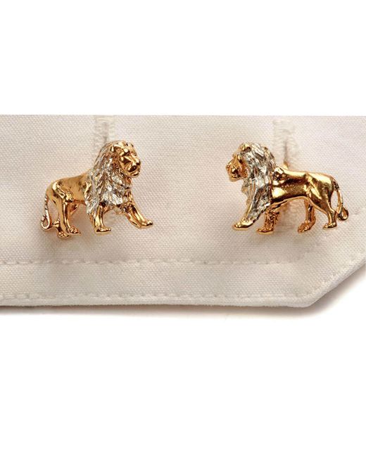 Simon Kemp Jewellers Metallic Lion Motif Vermeil Cufflinks for men
