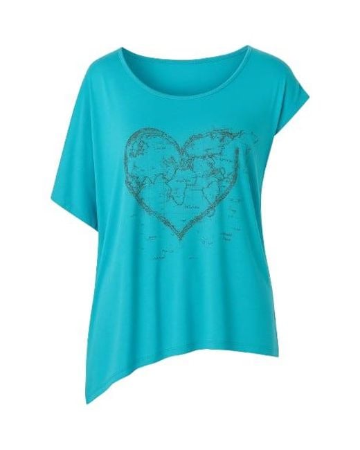 Conquista Blue Asymmetric Printed Top