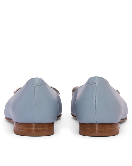 Beautiisoles by Robyn Shreiber Made in Italy Blue Bonnie Baby Leather Work Evening Sexy Comfortable Flat Ballerina
