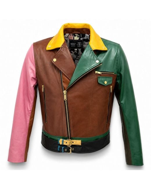 Zasta Studio Green Artifact Theory Biker Jacket for men