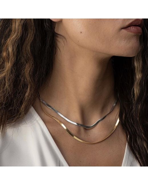 Divine Aria Metallic Snake Chain Necklace Adjustable Length