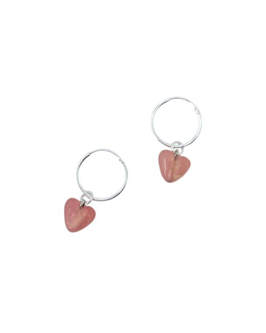 Bio-Trimmings Pink Rose Heart Hoop Earrings