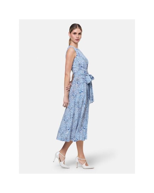Helen Mcalinden Blue Avril Stripe And Bow Print Dress