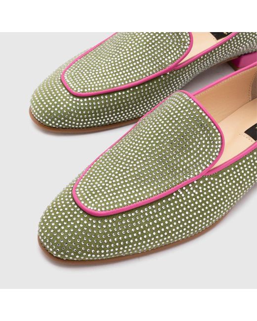 Ilvi Green Himari Suede Leather Loafer With Stones