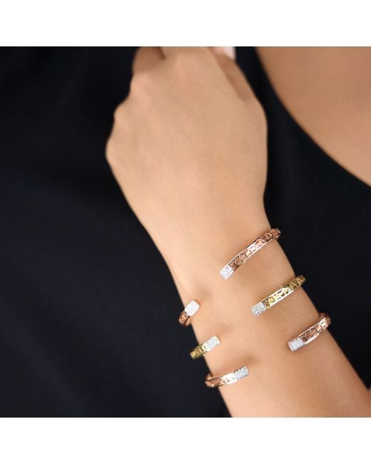 Lisa Edels Metallic Open End Bangle 14 Or Rose Natural Diamonds