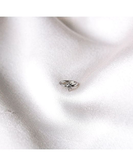 Zohreh Metallic Diamond North Star Seamless Huggie Hoop Earring 9K
