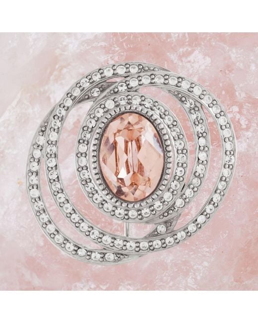 Grosse Metallic Vintage Rose & Clear Crystal Statement Brooch, Series Trésor