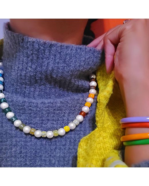 Kris Nations Metallic Freshwater Pearl Necklace