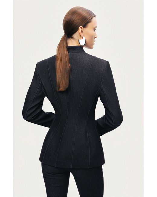 Nocturne Blue Bkack Belted Tailored Blazer