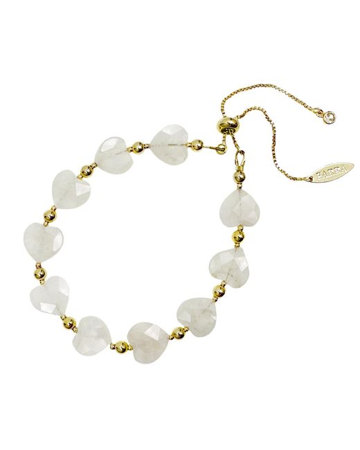 Farra Metallic Heart Shaped Moonstone Adjustable Bracelet