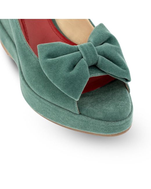 Rosamund Muir London Green Rignana Sage Velvet Wedges