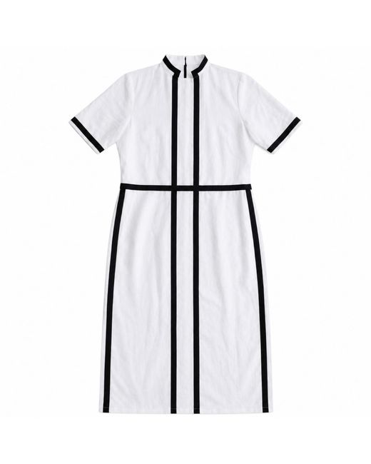Zasta Studio White Linen Contrast Trim Maxi Dress A