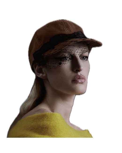 Misa Harada Millinery Brown Neutrals Gigi Veiled Baseball Cap