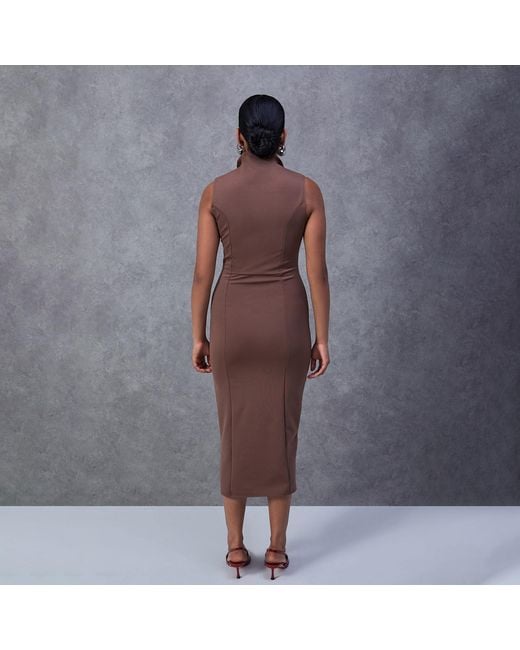 Celestine & Mae Brown Collar Midi Dress